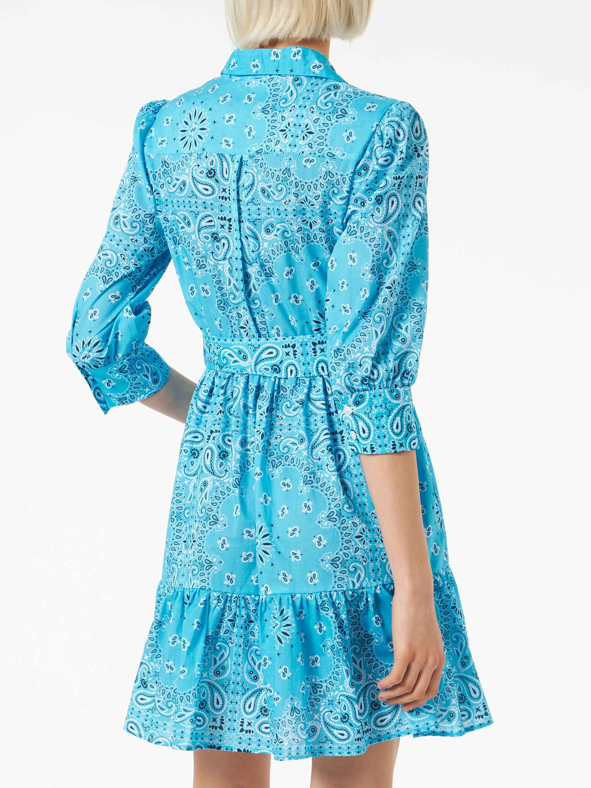 Bandanna print cotton short dress Daisi with embroideries - MC2 Saint Barth