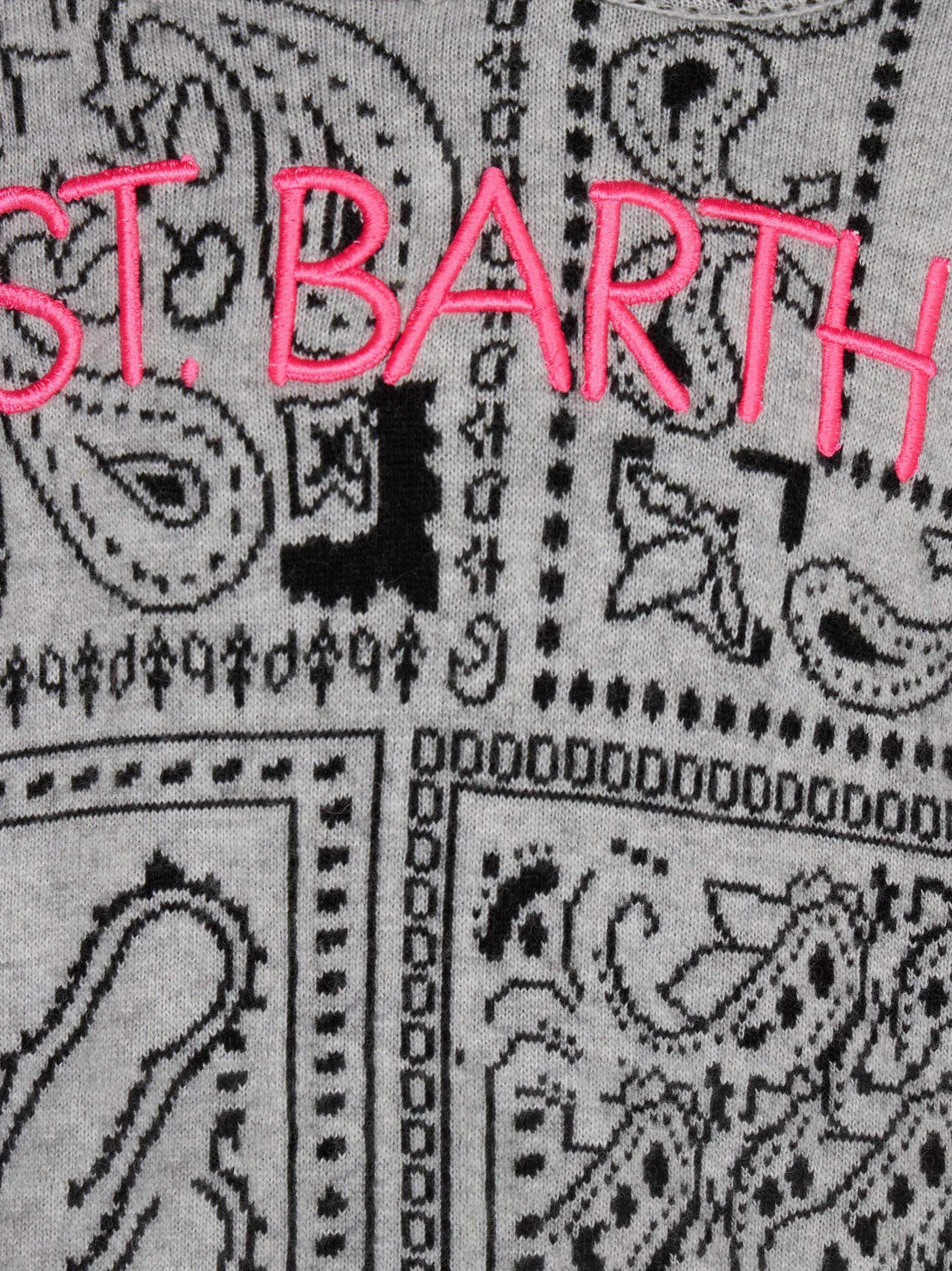 Girl cropped knit hoodie with bandanna print - MC2 Saint Barth