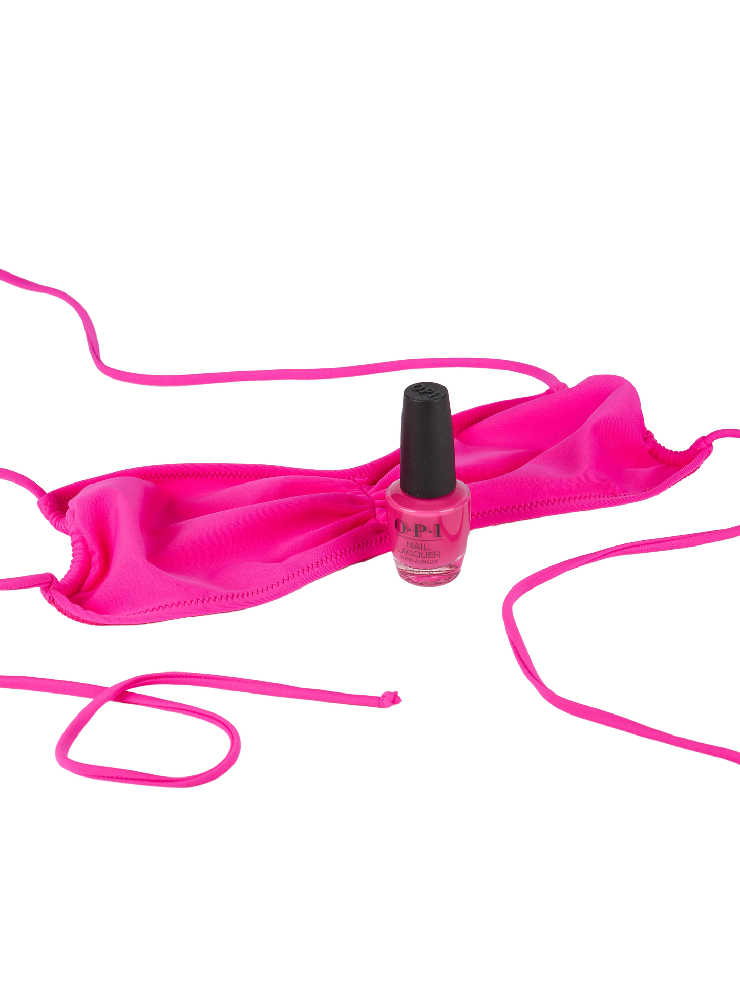 Woman fuchsia bandeau top swimsuit