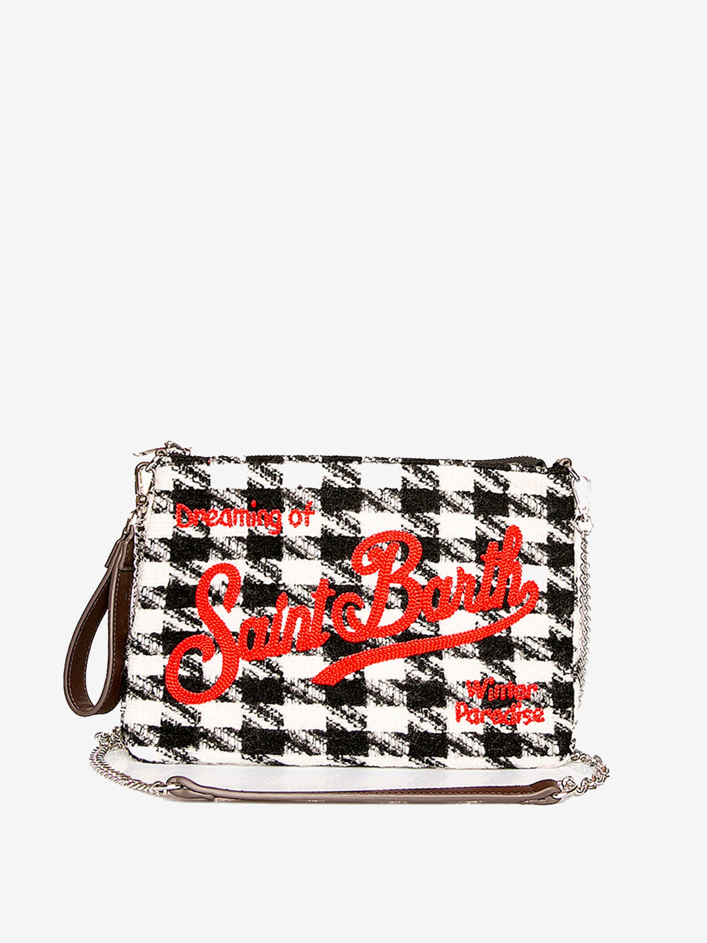 Parisienne-Umhängetasche Clutch aus Wolle mit Hahnentrittmuster