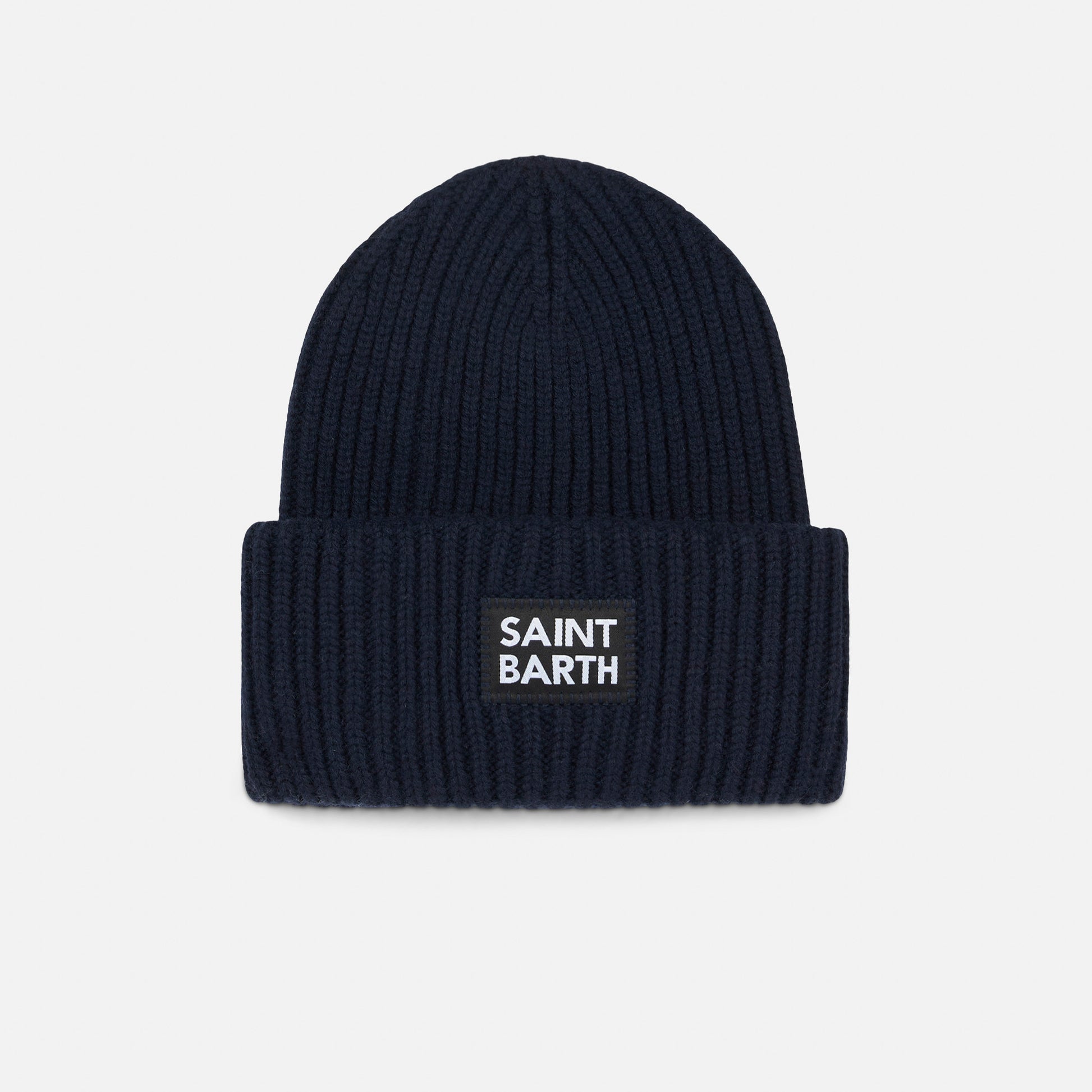 Boy blue ribbed beanie with Saint Barth label - MC2 Saint Barth