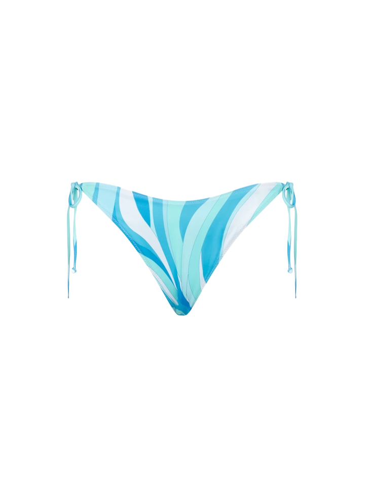 Woman swim briefs with light blue wave pattern