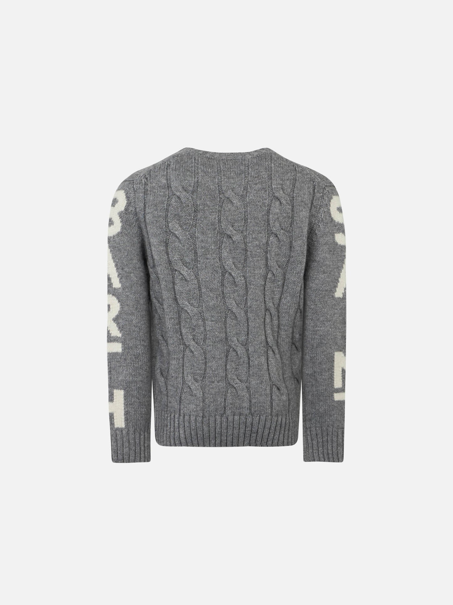 Boy grey cable knit sweater Bergen Jr with Saint Barth jacquard