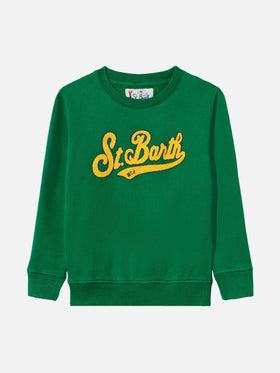Boy green sweatshirt with terry logo - MC2 Saint Barth