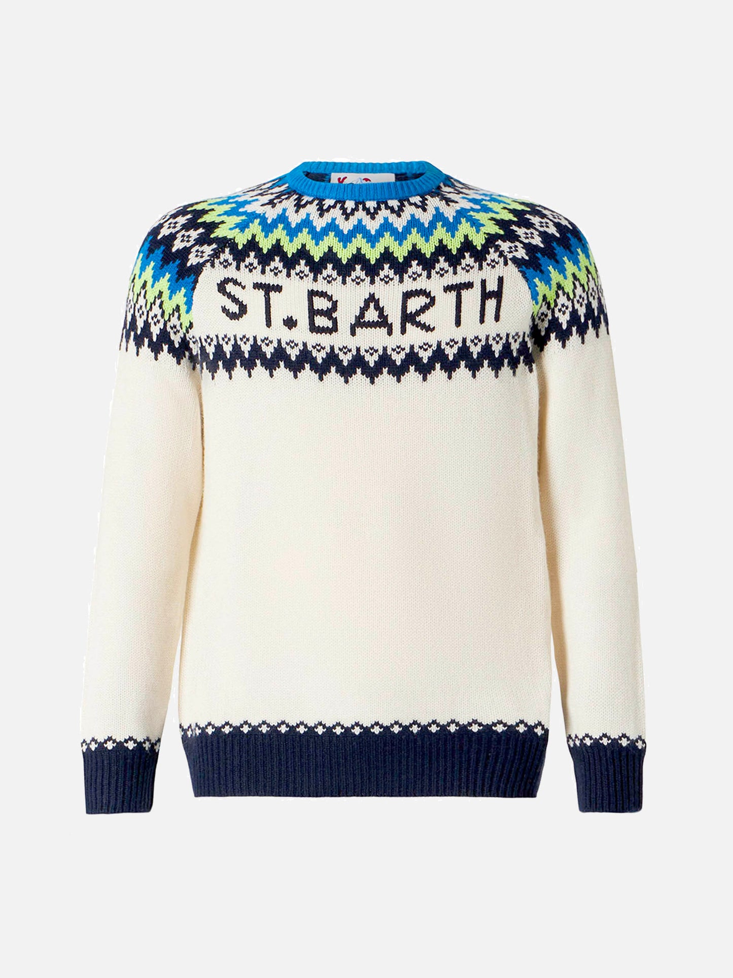 Boy white sweater with Icelandic jacquard - MC2 Saint Barth