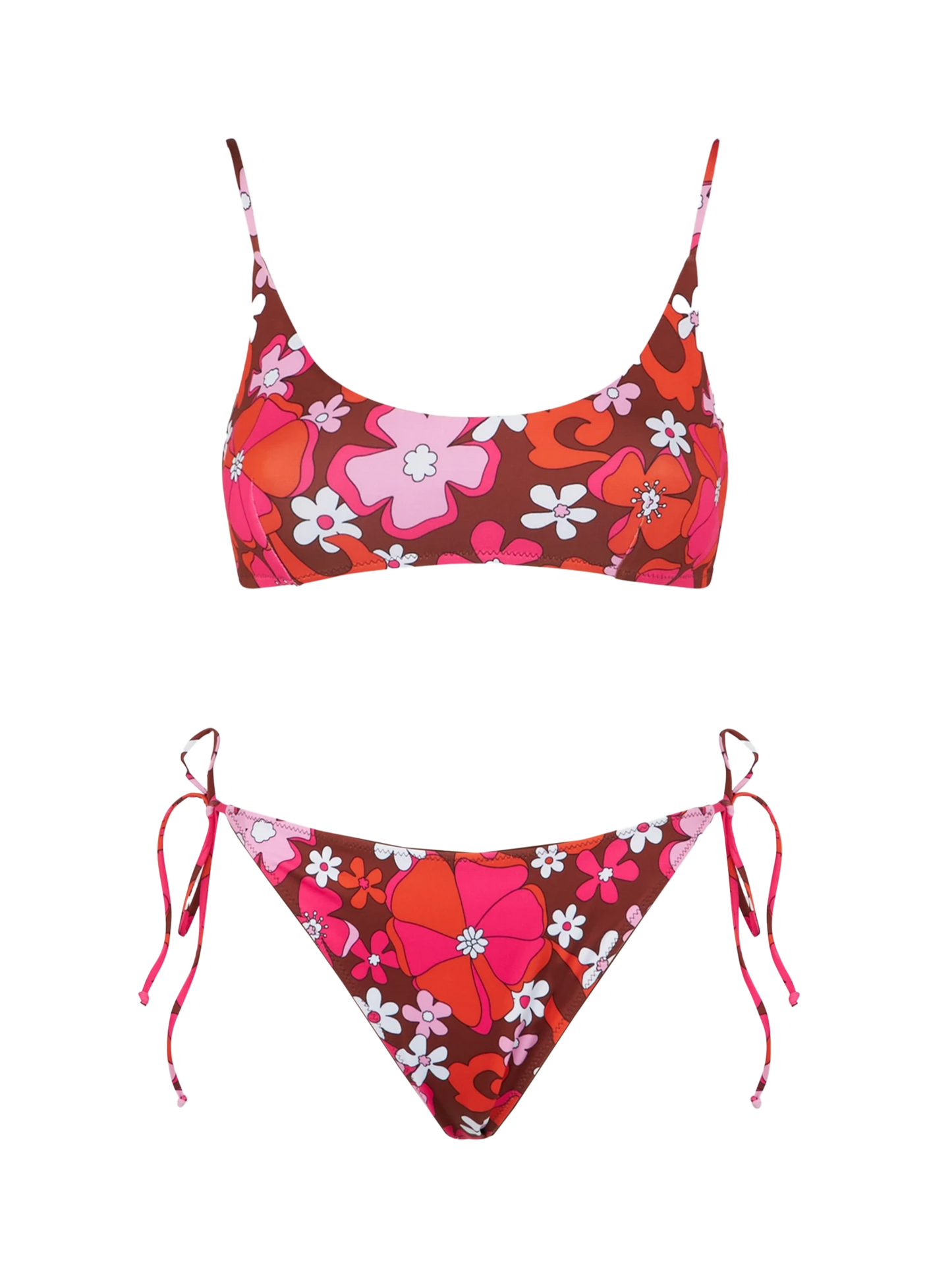 Damen-Bralette-Bikini mit Retro-Blumendruck