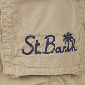 Boy beige cotton cargo shorts - MC2 Saint Barth