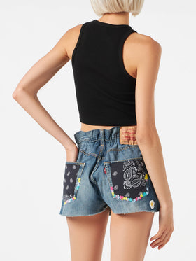 Cotton crop tank top with St. Barth embroidery