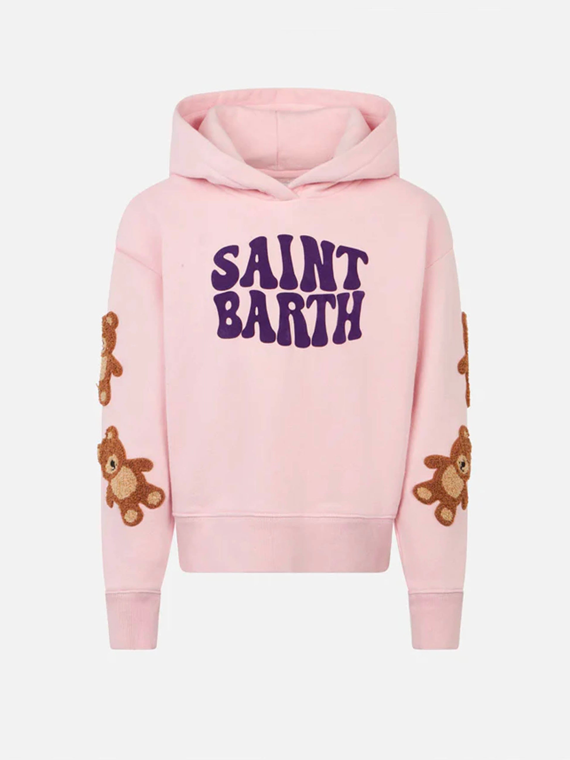 Girl fleece hooded sweatshirt with teddy bears embroidery - MC2 Saint Barth