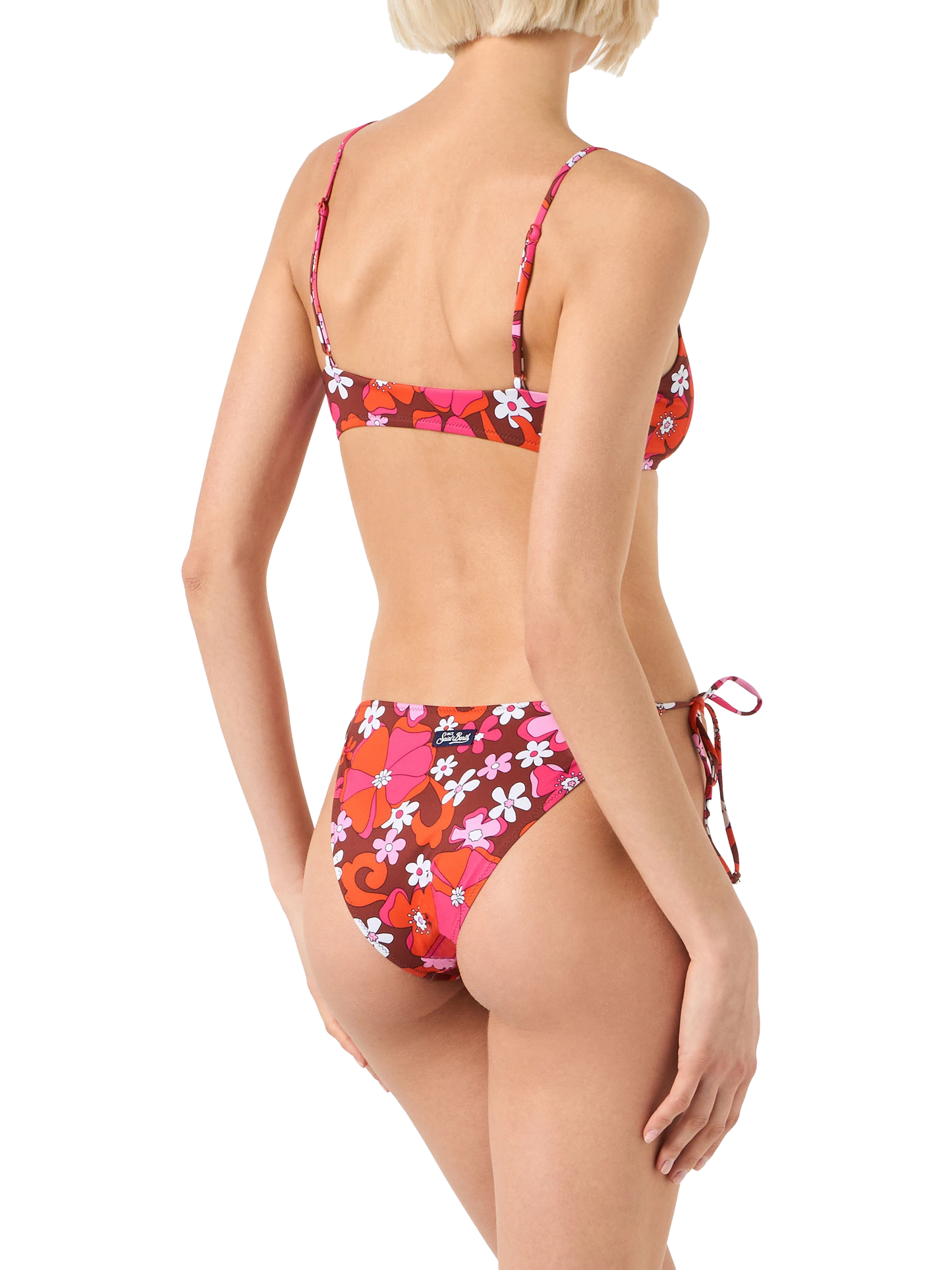 Damen-Bralette-Bikini mit Retro-Blumendruck