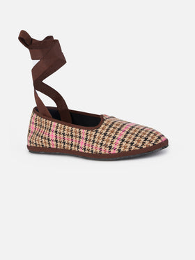 Woman pied de poule slipper loafers | MY CHALOM SPECIAL EDITION - MC2 Saint Barth