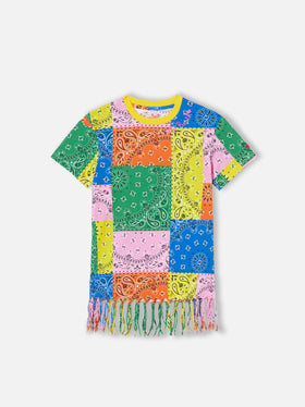 Girl cotton dress with fringes - MC2 Saint Barth