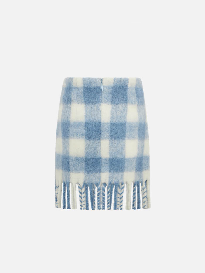 Girl fringed wooly skirt with check print - MC2 Saint Barth