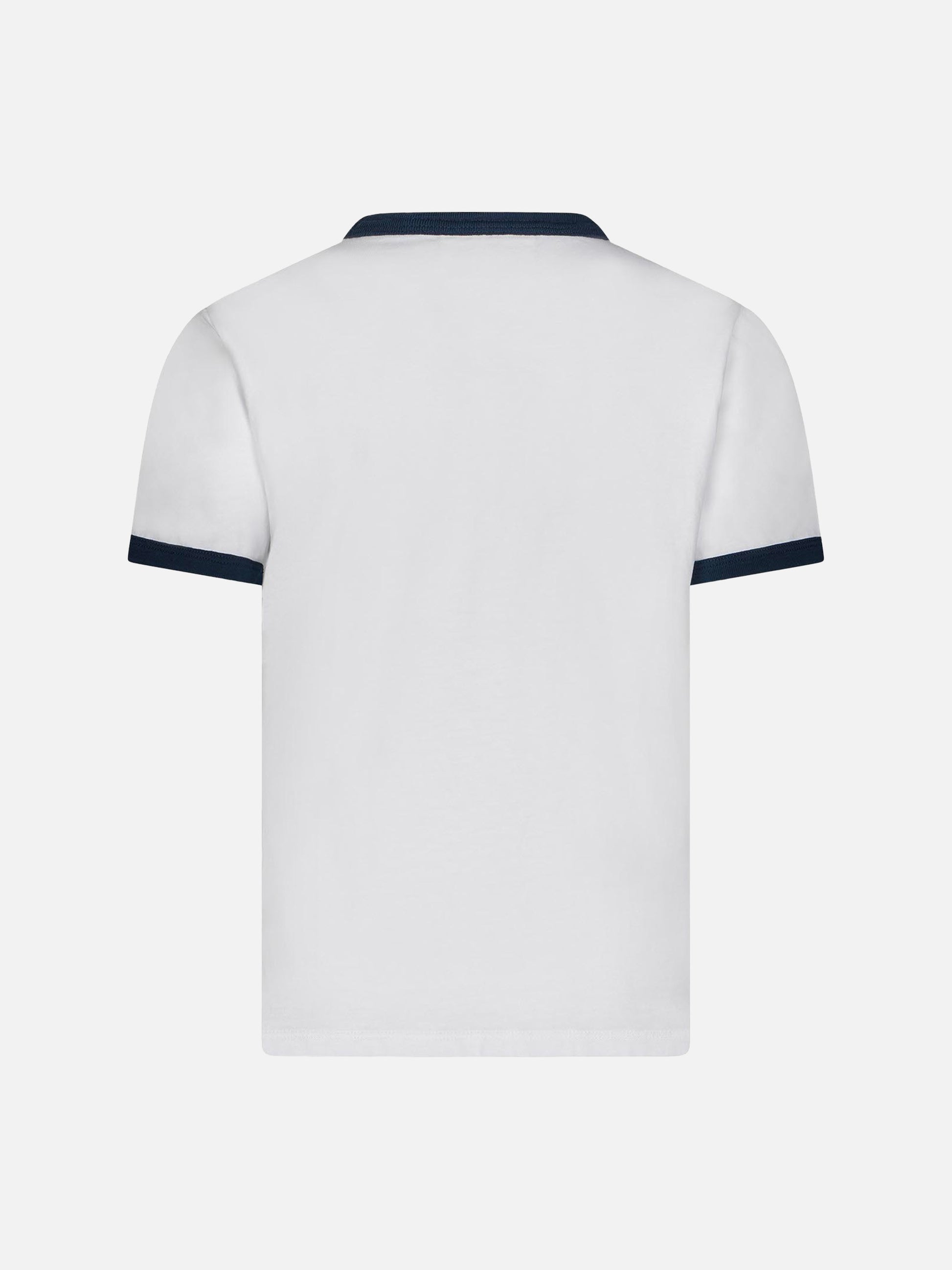 Kid white cotton t-shirt with blue groovy Saint Barth print - MC2 Saint Barth