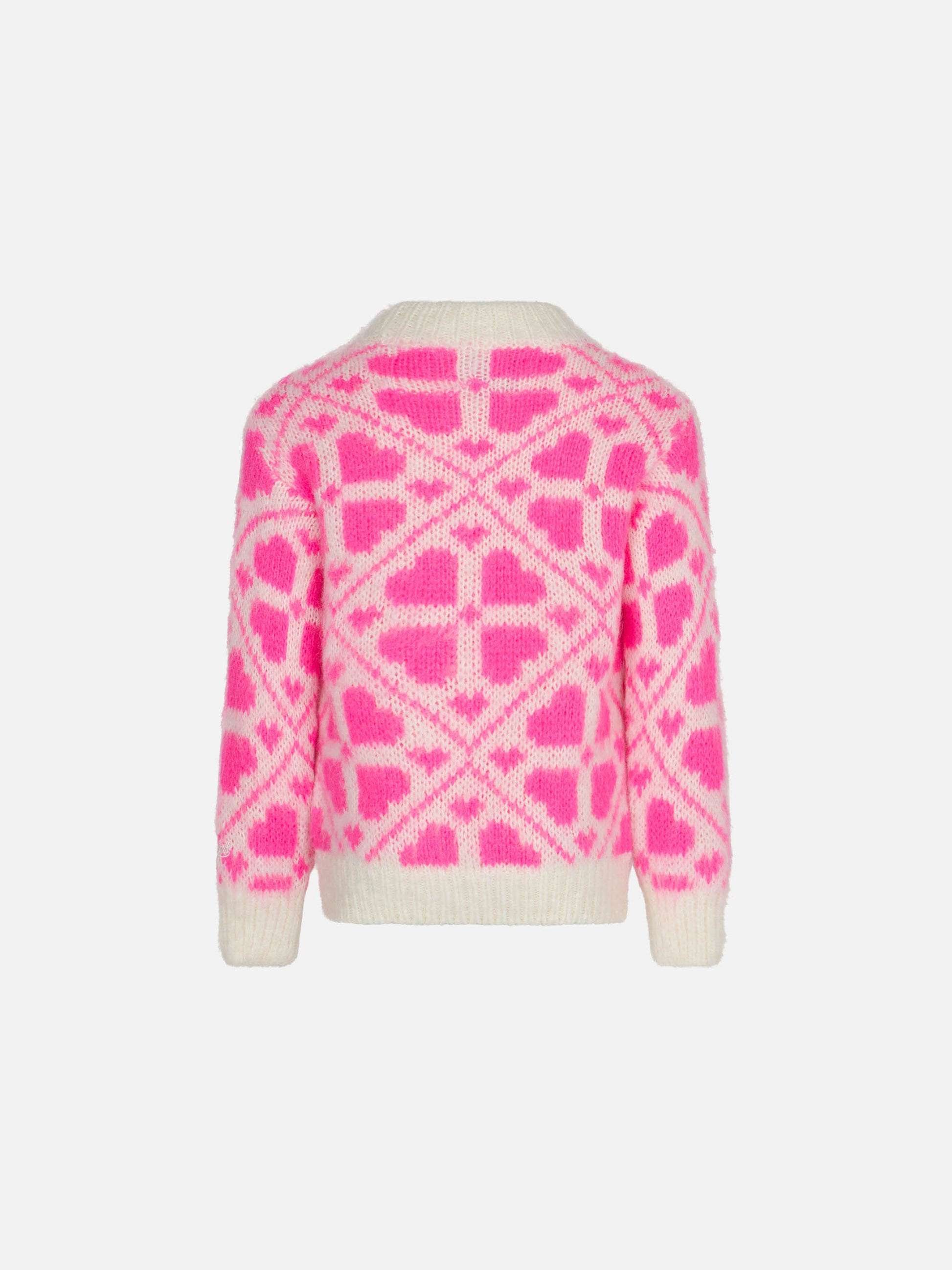 Girl brushed crewneck sweater with heart print - MC2 Saint Barth