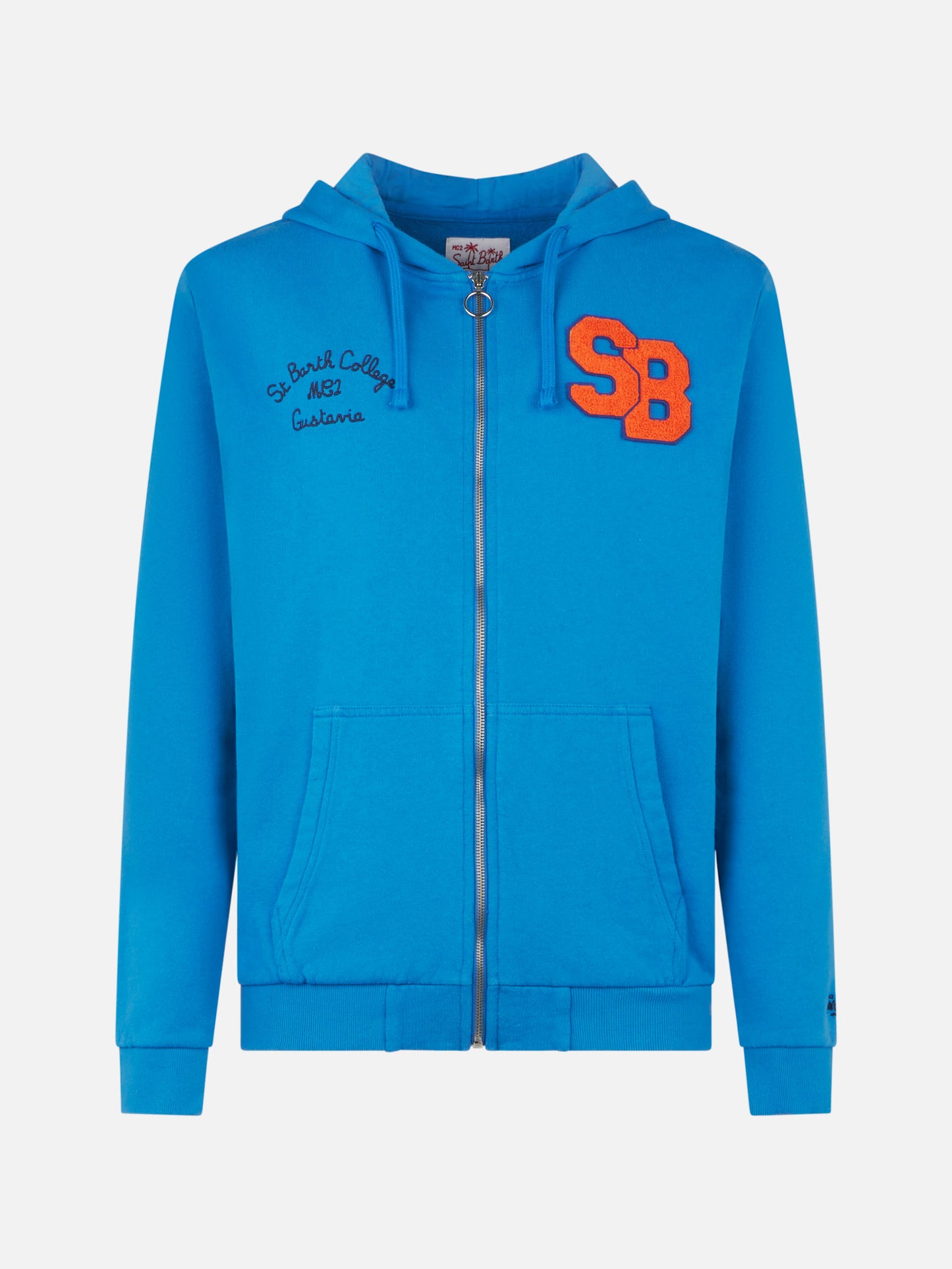 Man cotton sweatshirt with patch and embroidery