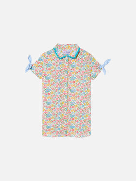 Girl shirt dress with flowers print - MC2 Saint Barth