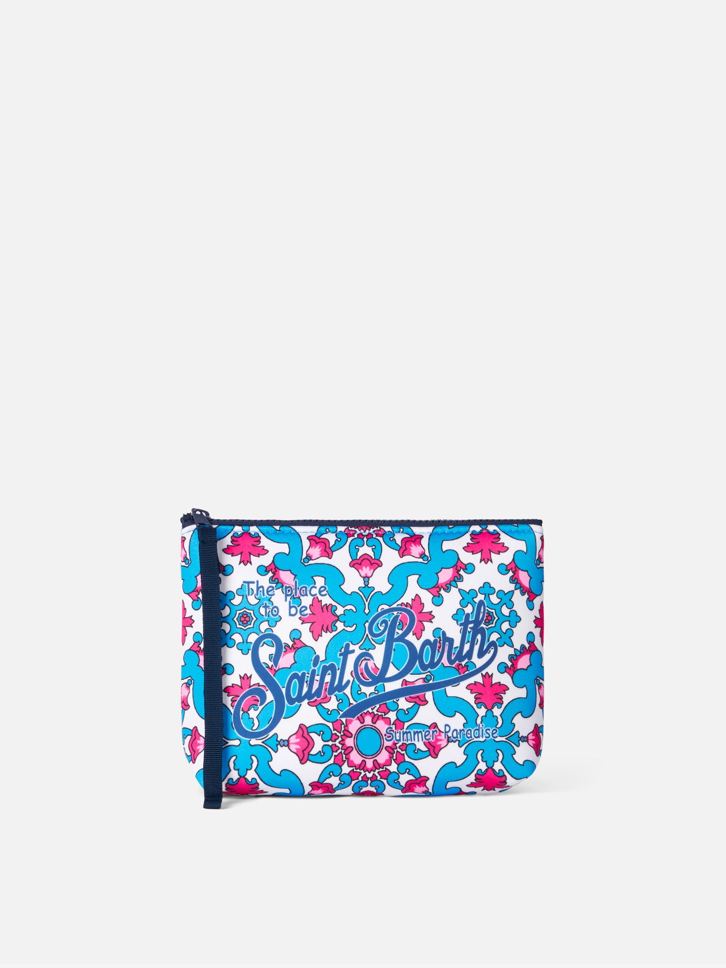 Aline scuba pochette with majolica print