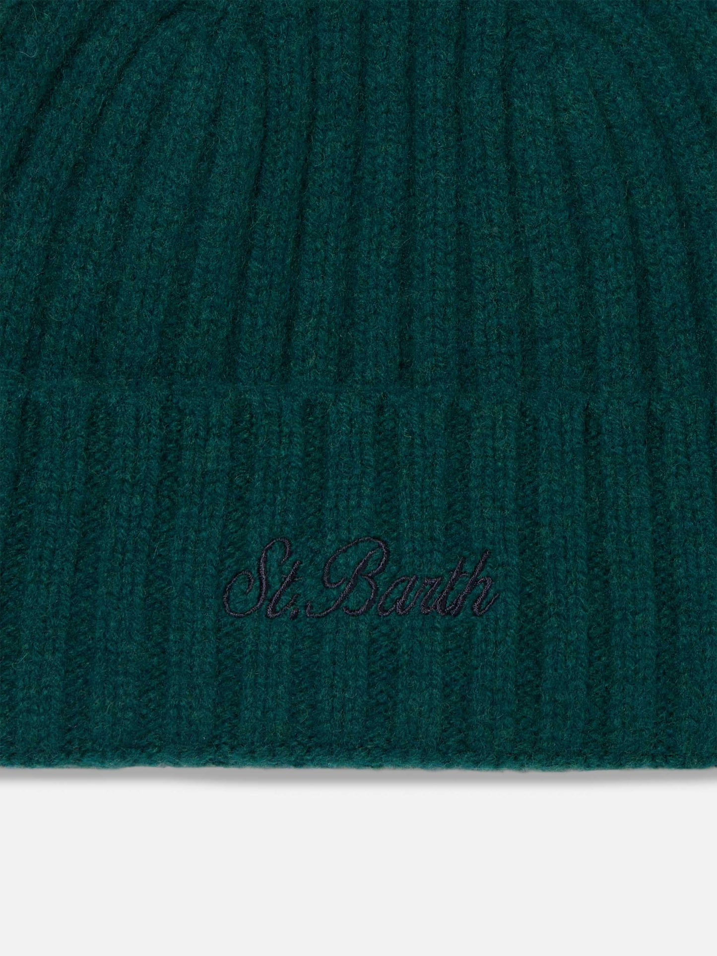 Man green cashmere blend hat Wengen with St. Barth embroidery