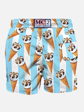 Man classic swim shorts with Cornetto print | ALGIDA® SPECIAL EDITION - MC2 Saint Barth