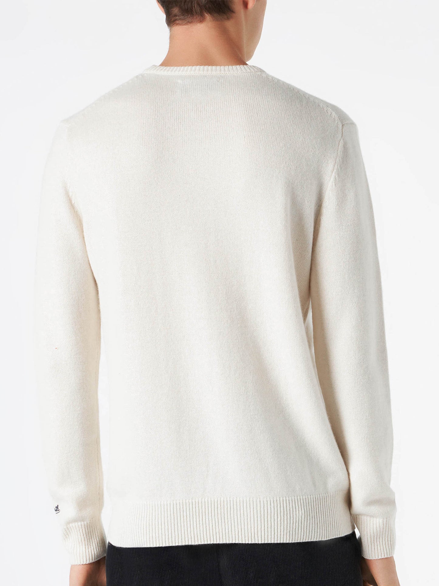 Man white sweater with Settimana in bianco embroidery - MC2 Saint Barth