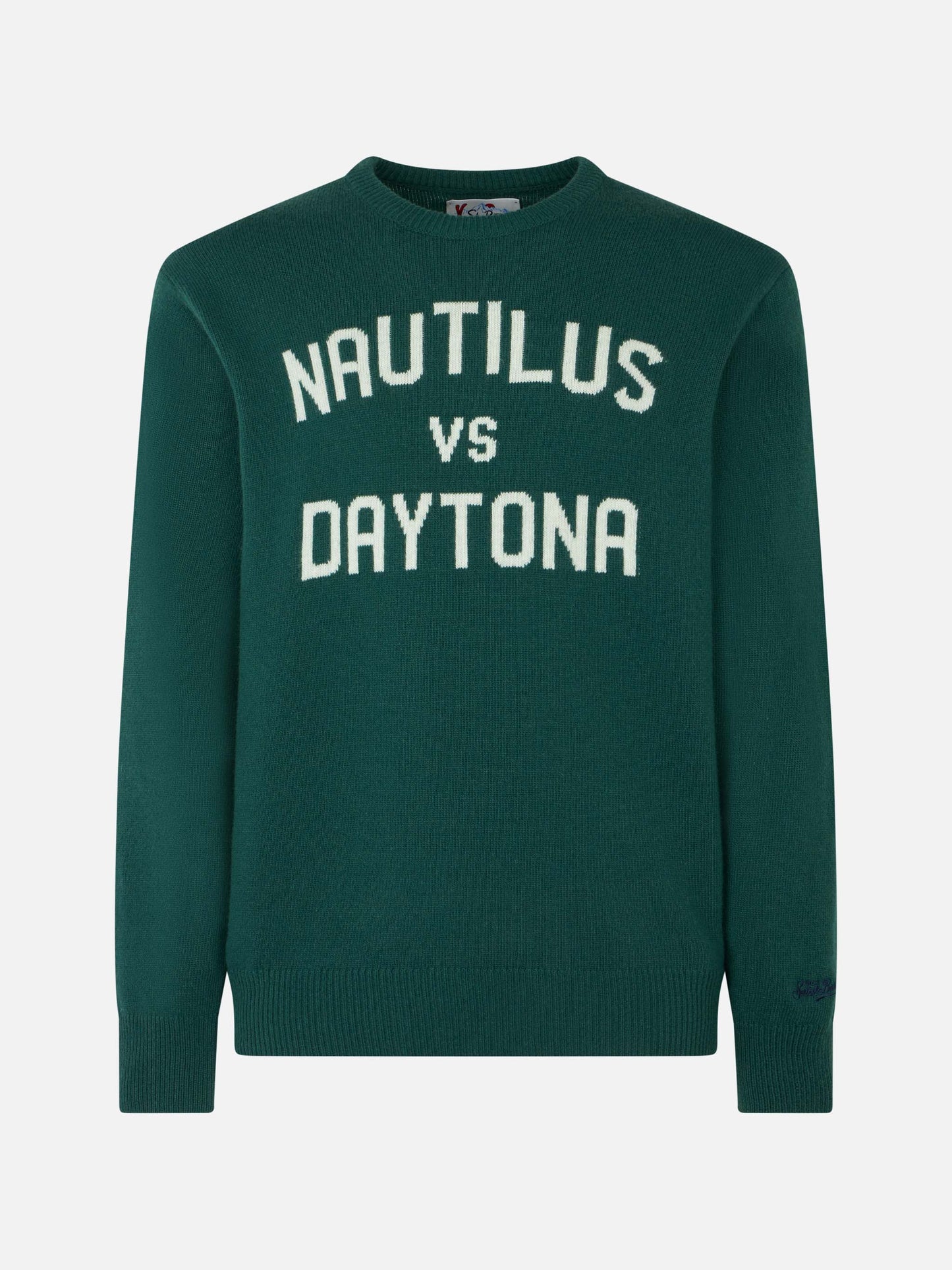Herrenpullover mit Rundhalsausschnitt und Nautilus vs. Daytona-Jacquard-Print