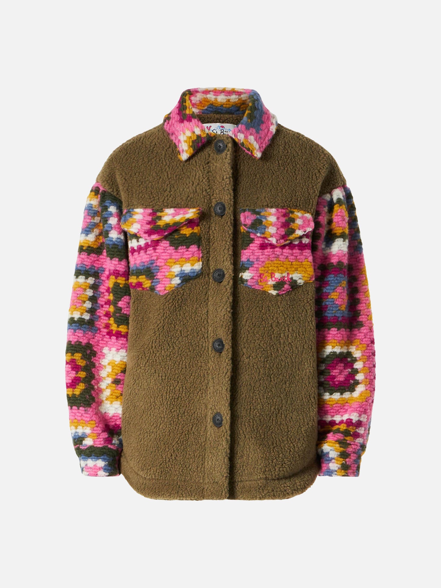 Sovracamicia da donna in sherpa con dettagli crochet