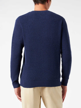 Man crewneck bluette bouclé sweater with Saint Barth Padel Club embroidery - MC2 Saint Barth