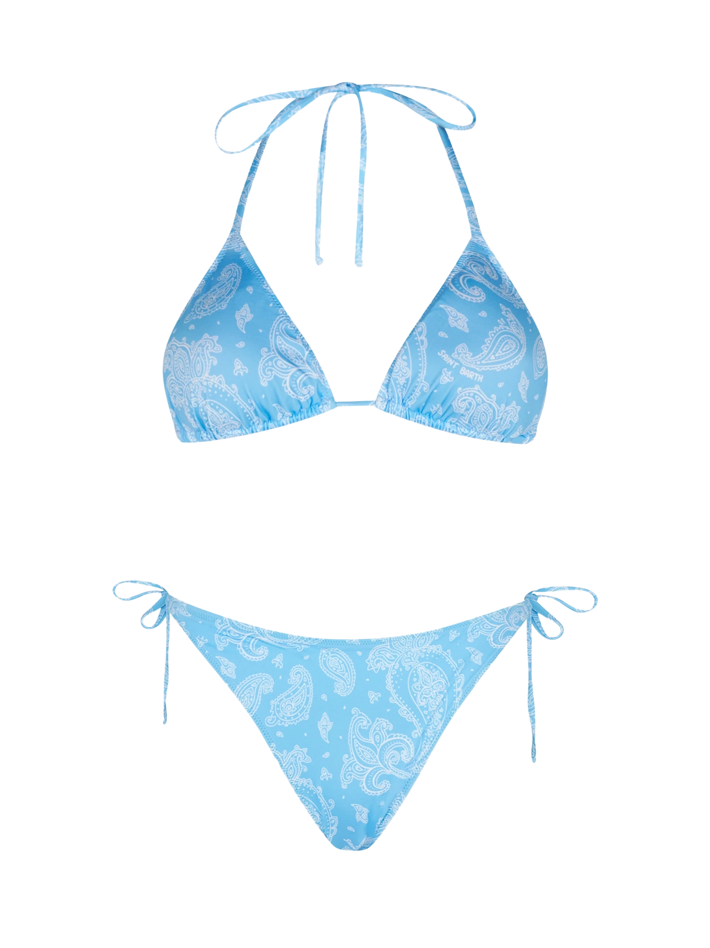 Woman triangle bikini with paisley print