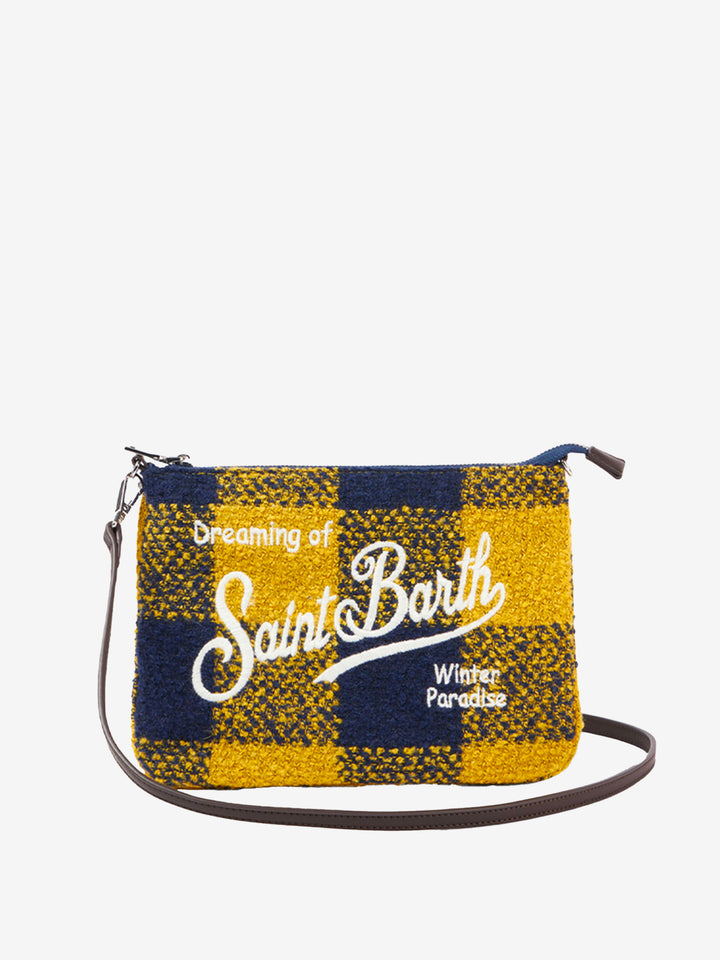 Parisienne wooly cross-body pouch bag with yellow check pattern - MC2 Saint Barth