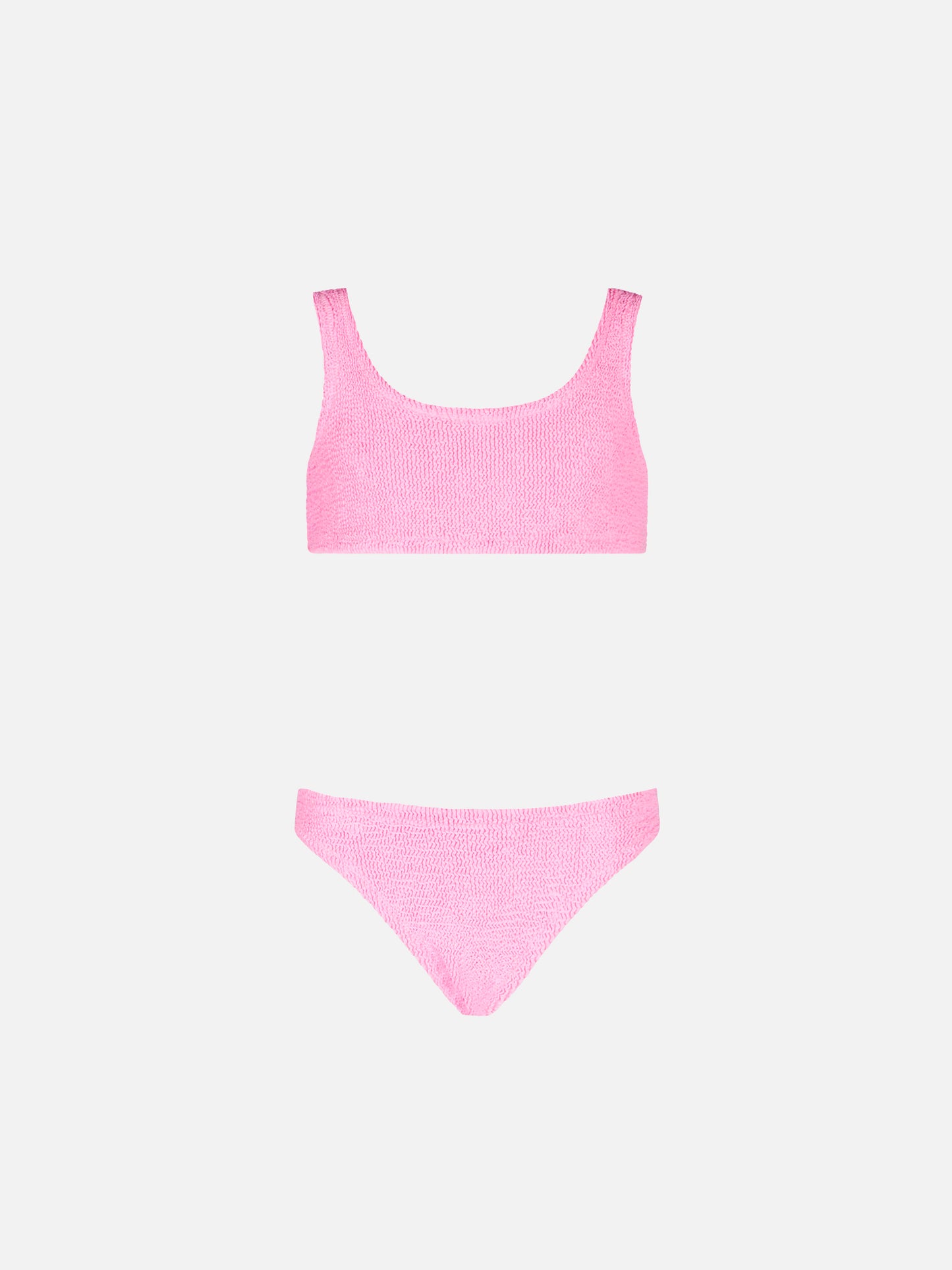 Rosafarbener Bralette-Bikini für Mädchen in Knitteroptik