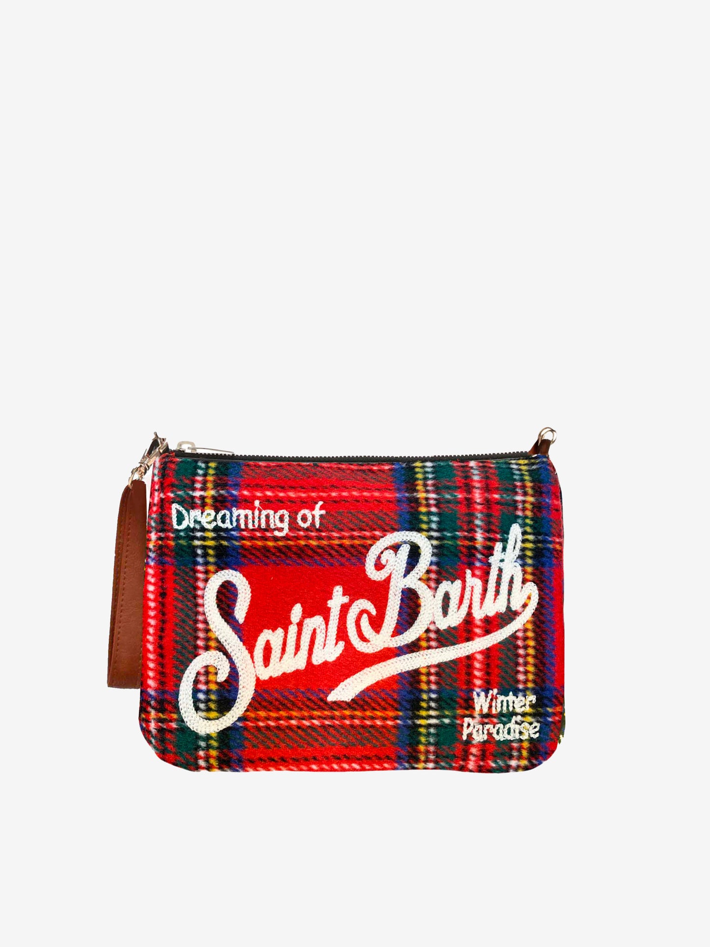 Parisienne-Umhängetasche Clutch mit rotem Schottenmuster