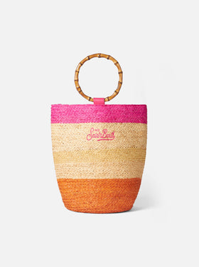 Raffia multicolor bucket bag with bamboo handles - MC2 Saint Barth