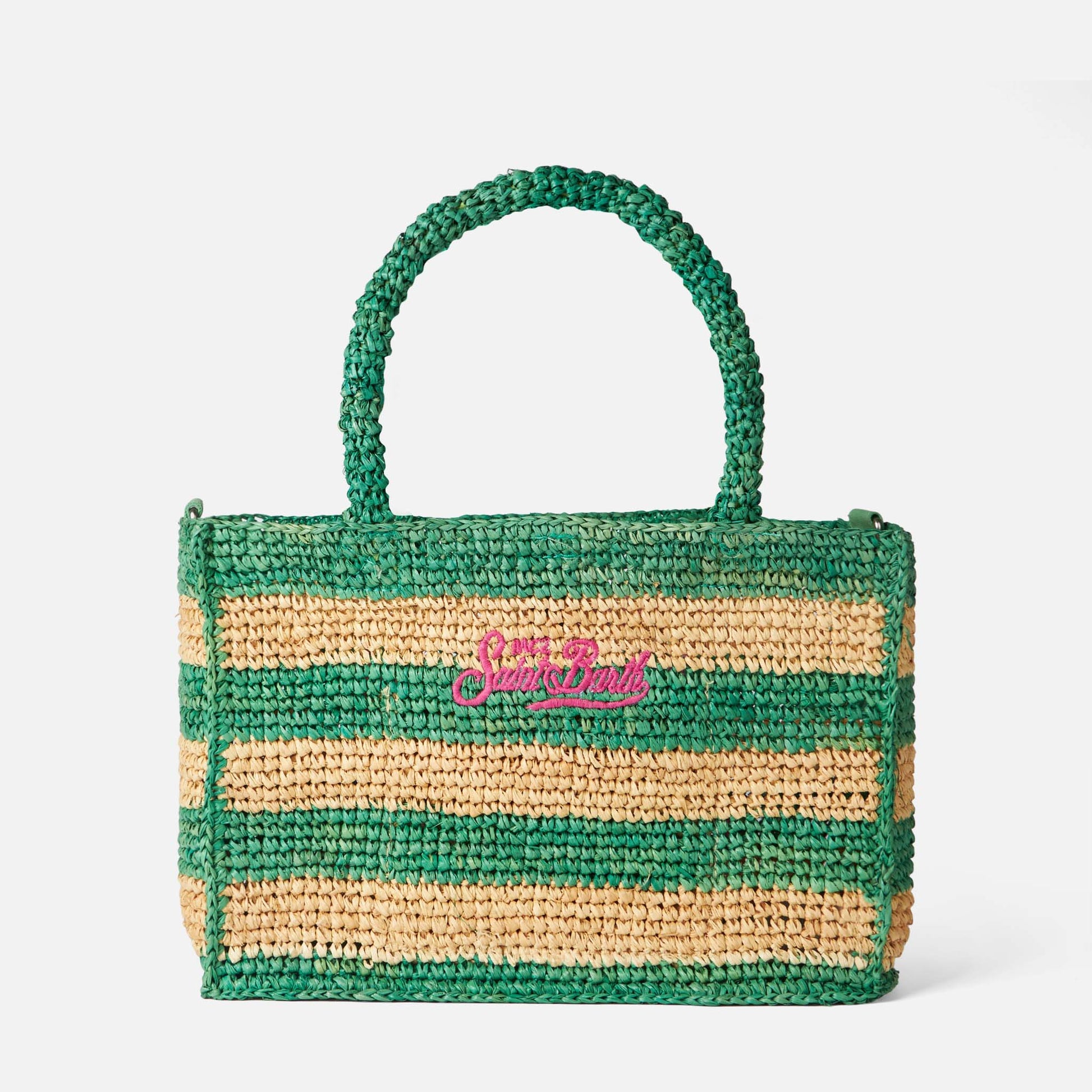Colette raffia handbag with white and green stripes - MC2 Saint Barth