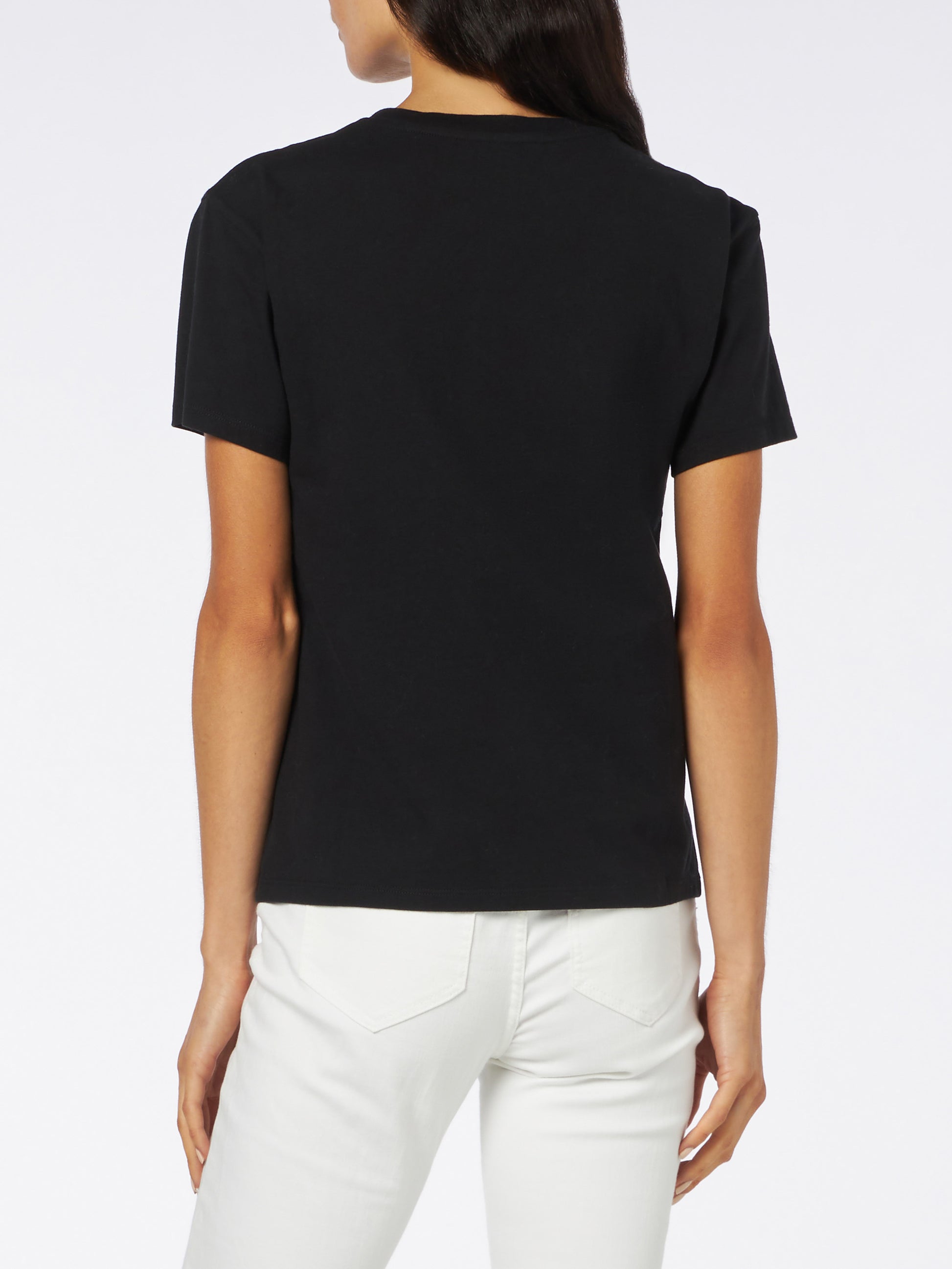 Woman heavy cotton t-shirt with Sono Strassata rhinestones print - MC2 Saint Barth