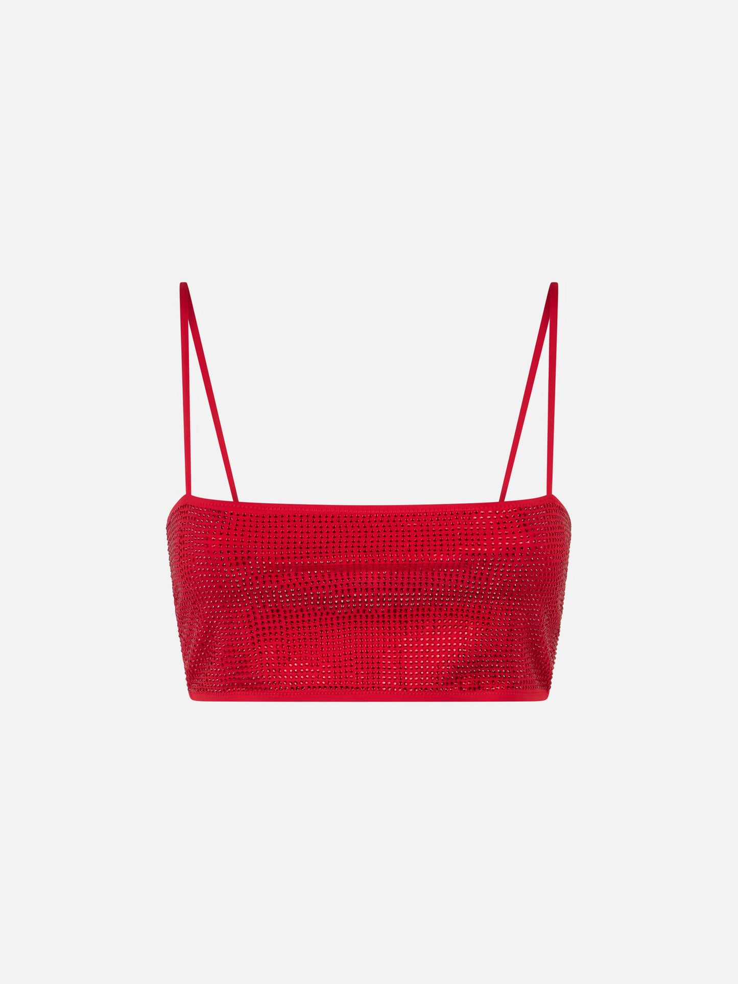 Rotes Bandeau-Top für Damen mit Strass