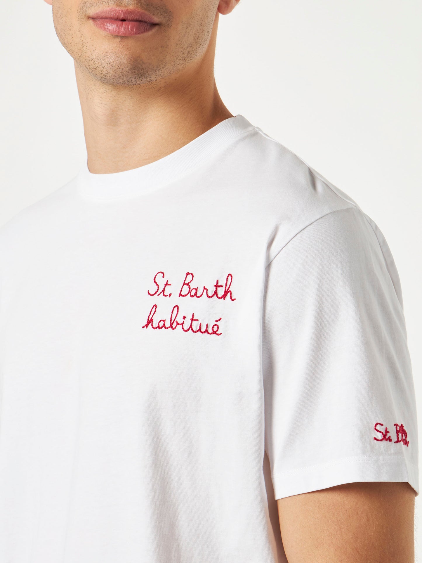 Herren-T-Shirt mit St. Barth Habituè-Stickerei