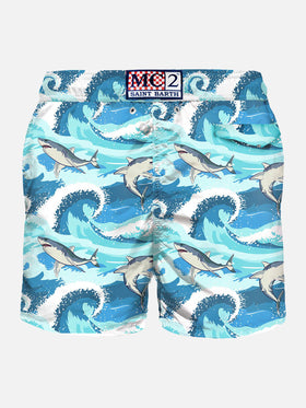 Light fabric man swim shorts sharks print - MC2 Saint Barth