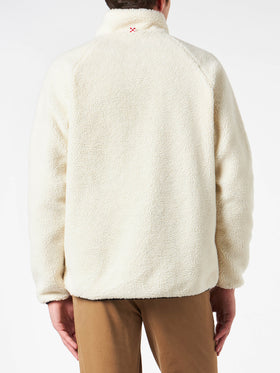 Man white sherpa jacket with check patch pockets - MC2 Saint Barth