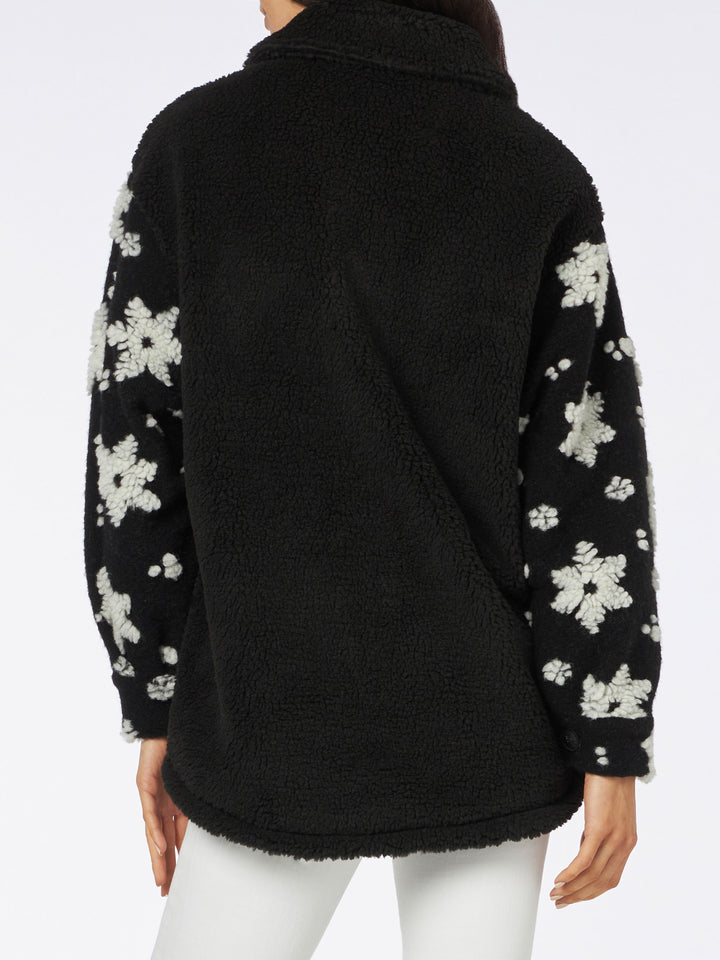 Woman sherpa overshirt with snow flakes print - MC2 Saint Barth