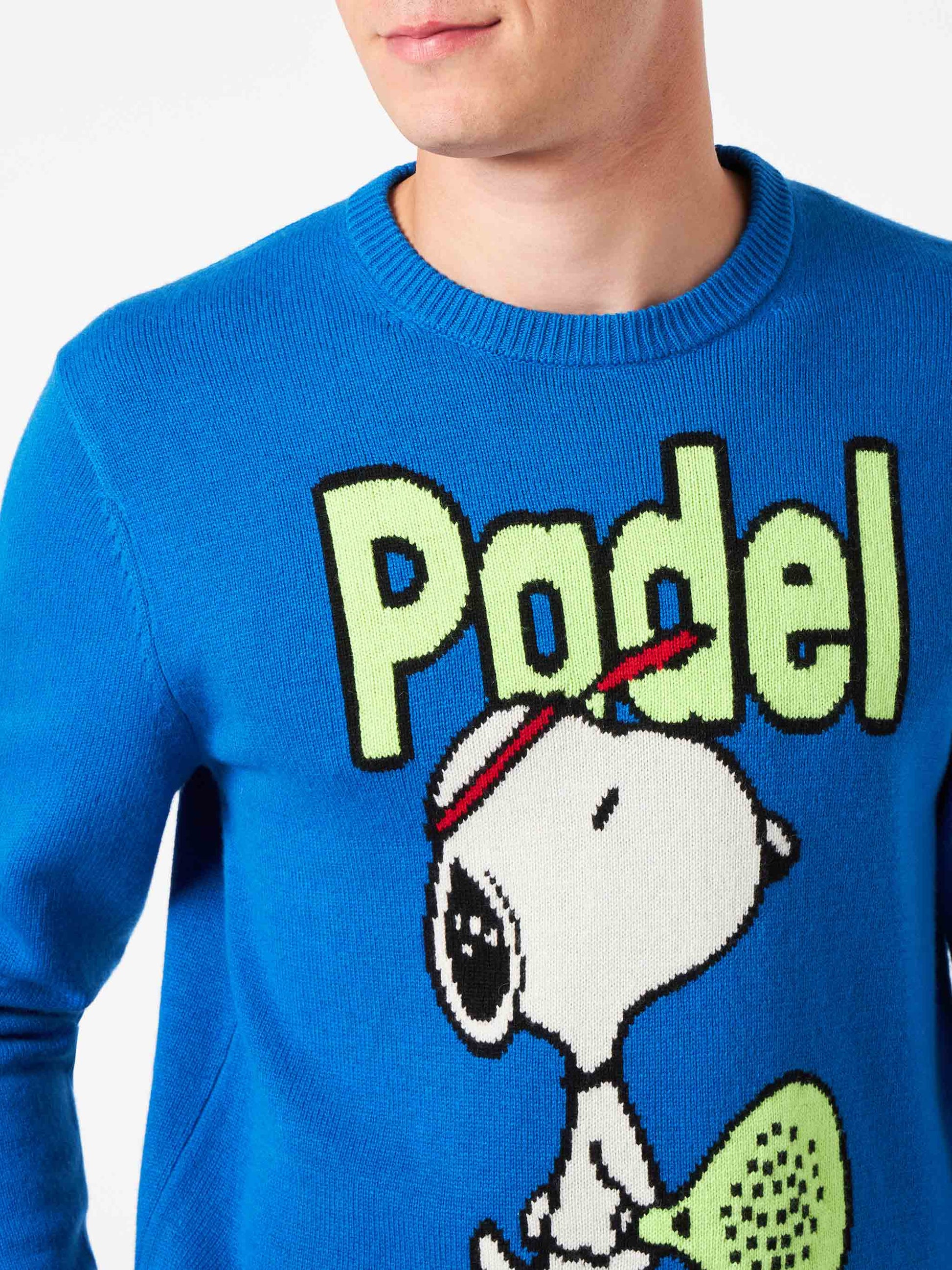 Man crewneck sweater with Snoopy padel jacquard | SNOOPY - ©PEANUTS SPECIAL EDITION - MC2 Saint Barth