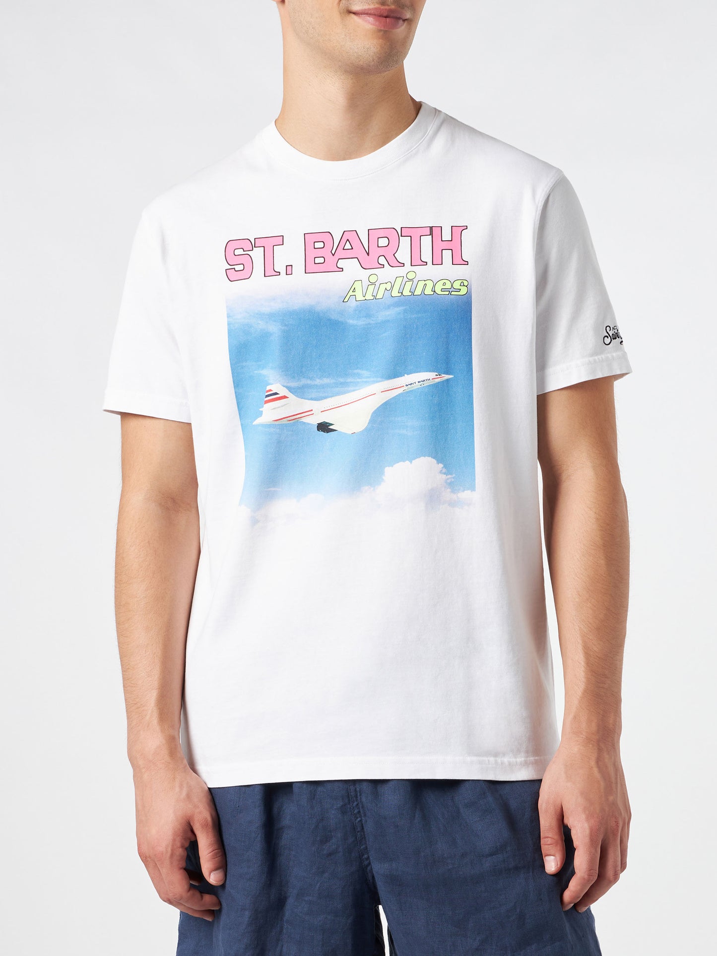 T-shirt da uomo in cotone con stampa St.Barth airlines