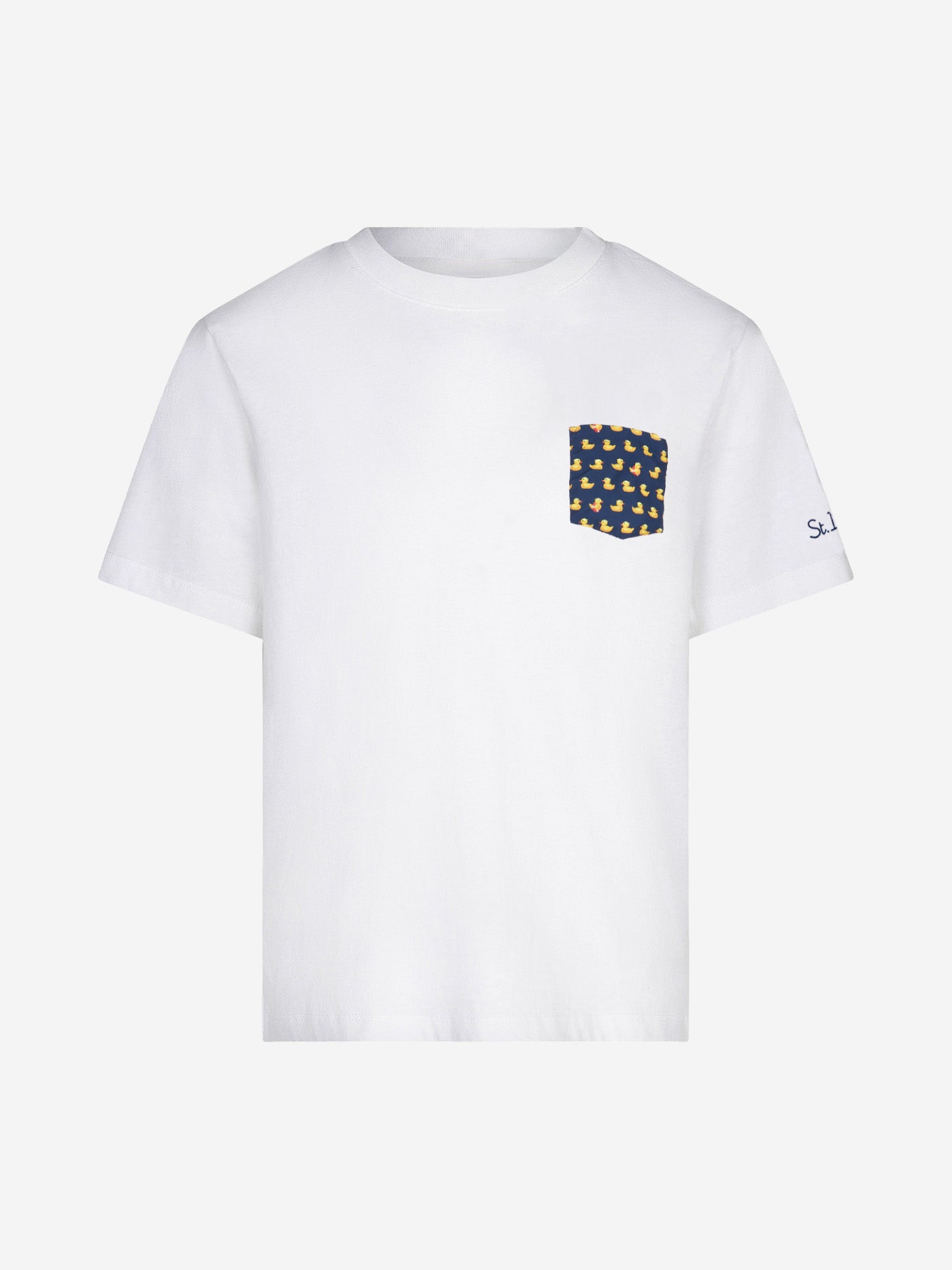 T-shirt da bambino in cotone con taschino stampato