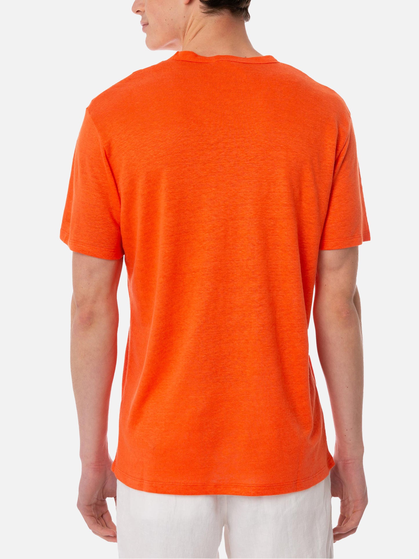 Man orange linen jersey t-shirt - MC2 Saint Barth