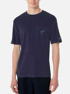 Man blue navy terry t-shirt with pocket - MC2 Saint Barth