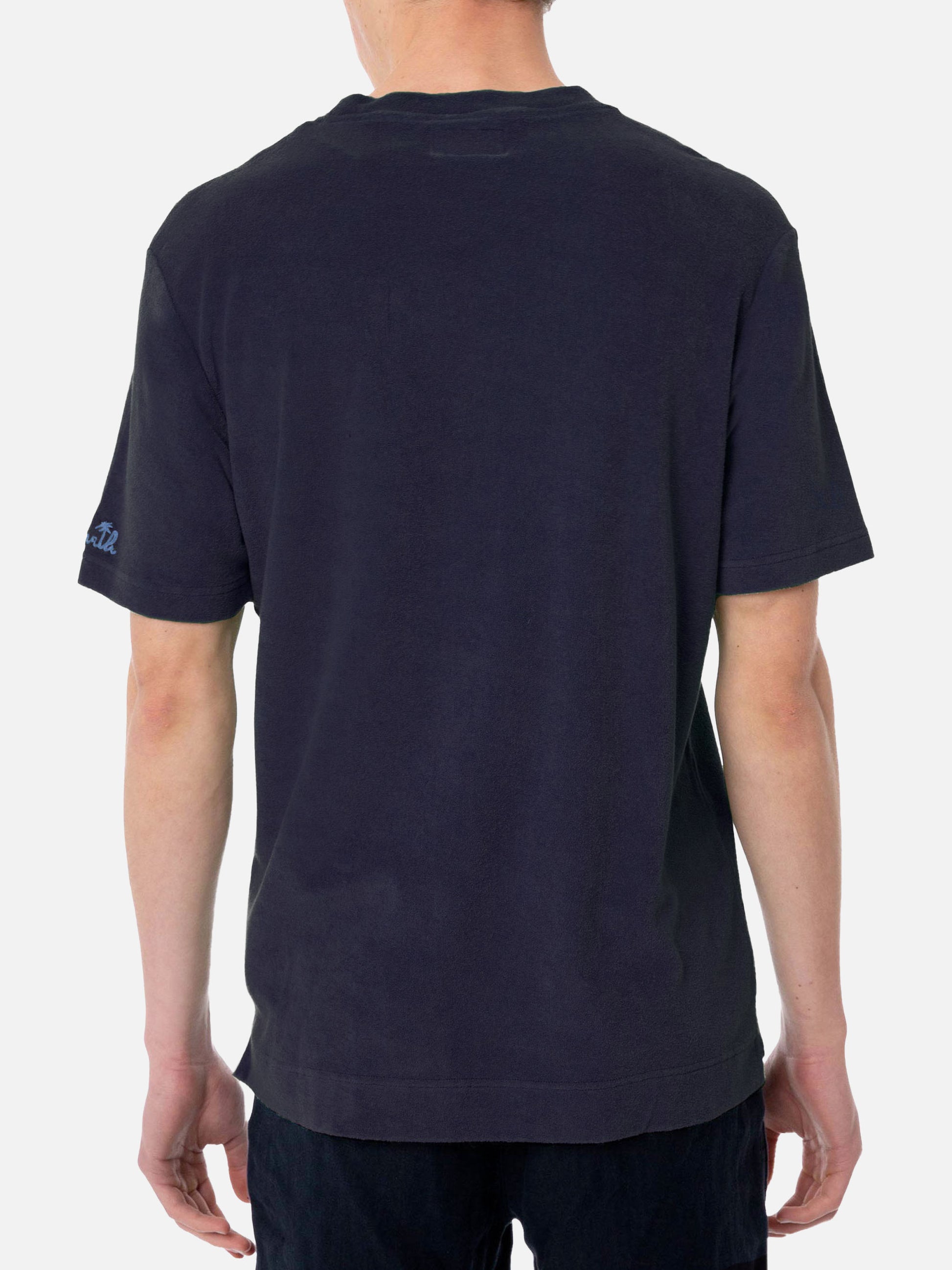 Man blue navy terry t-shirt with pocket - MC2 Saint Barth