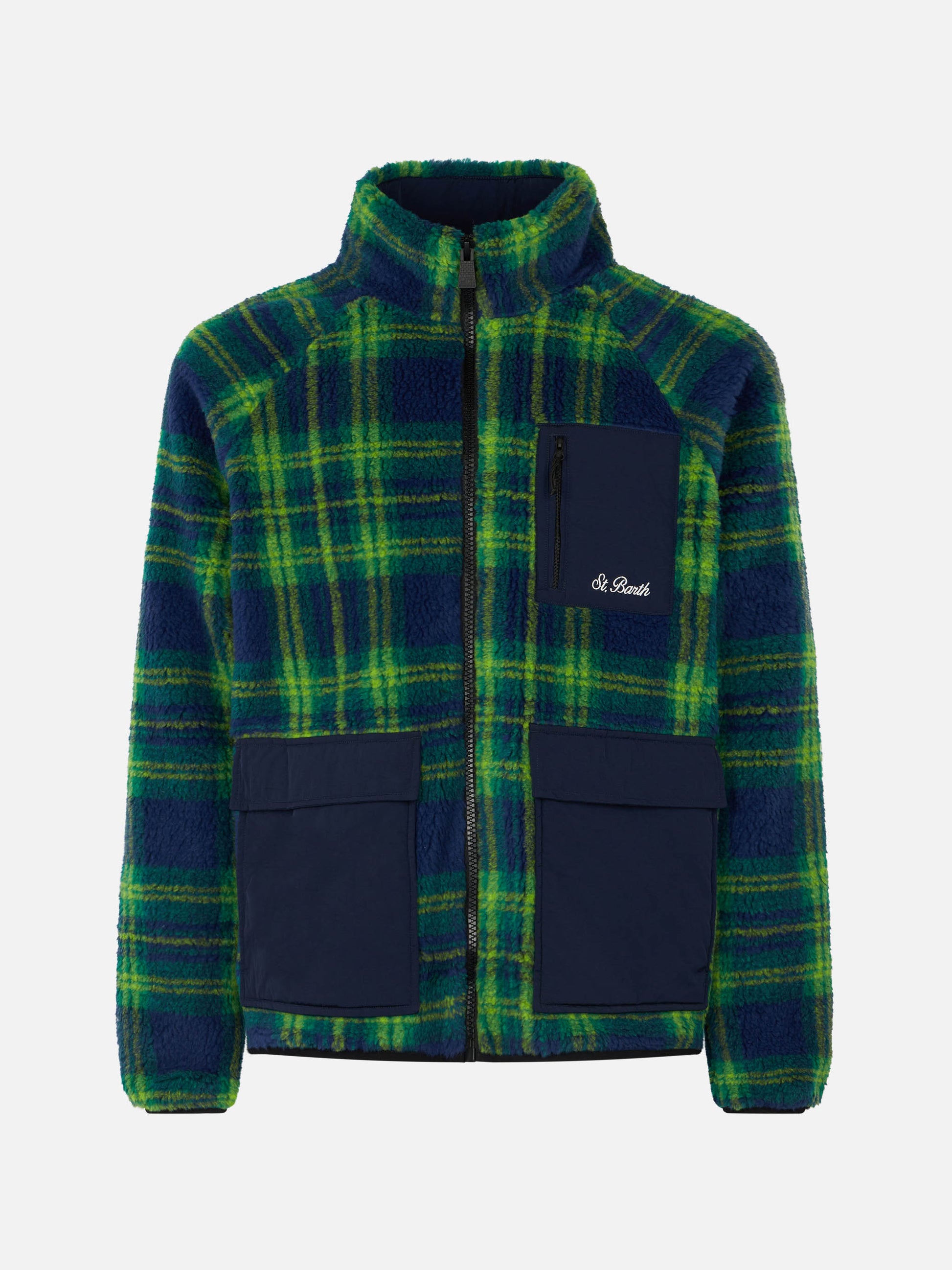 Man sherpa jacket with tartan print - MC2 Saint Barth