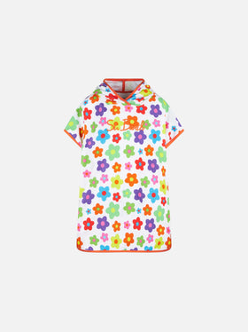 Girl terry poncho with multicolor daisy - MC2 Saint Barth