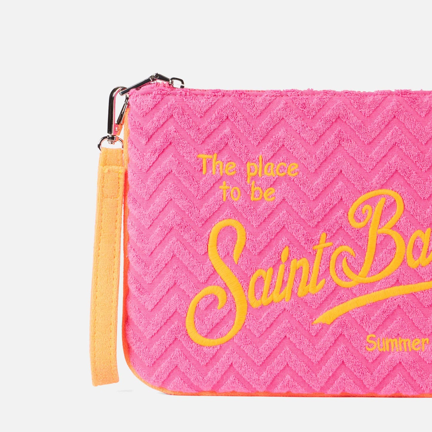 Parisienne terry pochette with embossed pattern