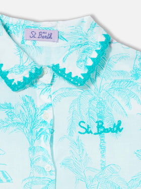 Girl dress with water green toile de jouy pattern - MC2 Saint Barth